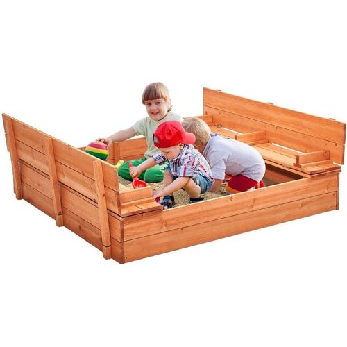 Sandkasten aus Holz - Quadratisch - Sandgrube für Kinder von 3 bis 12 Jahren - Hochwertiger Spielplatz im Hinterhof - Langlebig und sicher