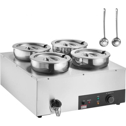 Kommerzieller Suppenwärmer - Suppenstation 4x7,4 Qt - Temperaturskala 30-85°C - 1500W Heizleistung - Gastronomie-Küchengerät