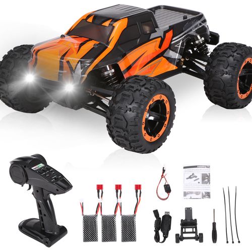1:16 RC Car 4WD Big Foot RC Car 45 Km/h High Speed 2840 Brushless Motor Vehicle All Terrains 4X4 Wasserdichter Gelaendewagen mit LED-Licht 3 Batterien Geschenke fuer Jungen/Kinder/Maedchen/Erwachsene