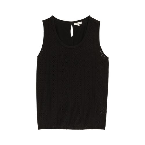 TOM TAILOR Damen Ajour Top im Material-Mix, schwarz, Uni, Gr. XXL