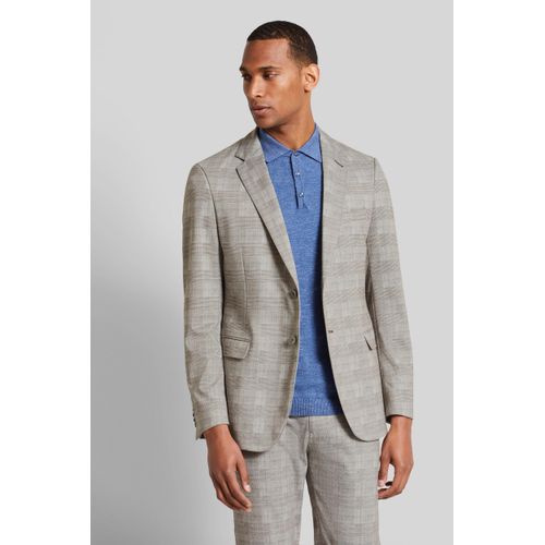Sakko BUGATTI, Herren, Gr. 52, beige, 86% Polyester, 9% Viskose, 5% Elasthan, casual, slim fit, Langarm Manschette, Sakkos, mit Stretchanteil