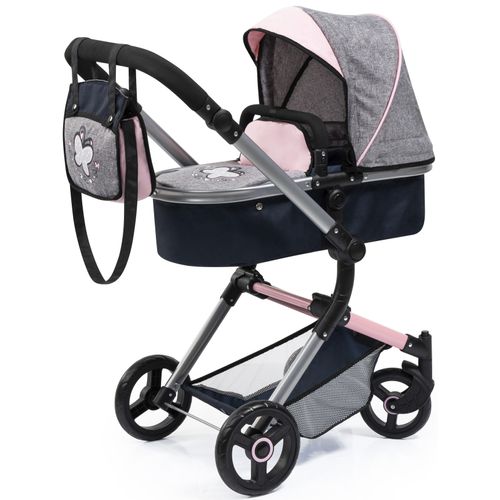Kombi-Puppenwagen BAYER "Puppenwagen Vario", grau (grau, rosa), Puppenwagen, KinderB:42cm H:86cm T:79cm, Kunststoff, Metall, Stoff, inkl. Wickeltasche, B:42cm H:86cm T:79cm