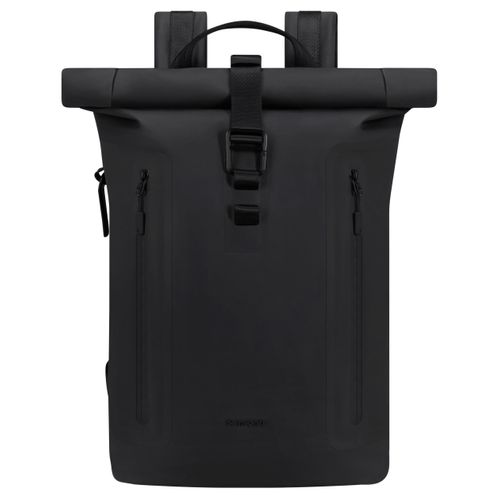 Laptoprucksack SAMSONITE "COATIFY BIZ ROLLTOP BACKPACK 15.6"", Gr. B/H/T: 29cm x 44cm x 14cm, schwarz, Polyester, unifarben, klassisch, Rucksäcke, Rucksack Freizeitrucksack Cityrucksack Backpack Schulrucksack
