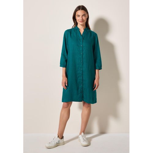 Blusenkleid CECIL, Damen, Gr. XL (44), US-Größen, grün (grün lagoon), Stoff, 100% Leinen, unifarben, casual, comfort fit knielang, V-Ausschnitt, 3/4-Ärmel Bündchen, Kleider, knielang