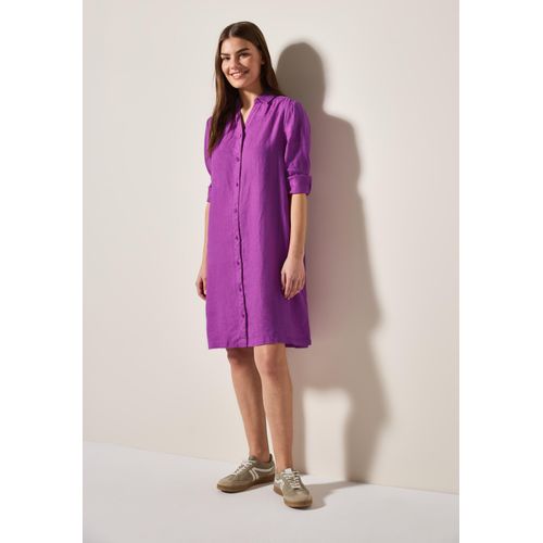 Blusenkleid CECIL, Damen, Gr. S (38), US-Größen, magenta lacquer, Stoff, 100% Leinen, unifarben, casual, comfort fit knielang, V-Ausschnitt, 3/4-Ärmel Bündchen, Kleider, knielang