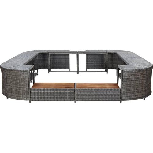 vidaXL Whirlpool-Umrandung Quadratisch Grau 268x268x55 cm Poly Rattan