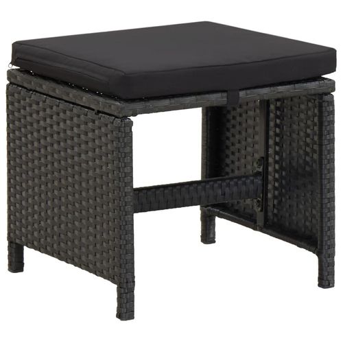 vidaXL Gartenhocker 4 Stk. mit Sitzkissen Poly Rattan Schwarz