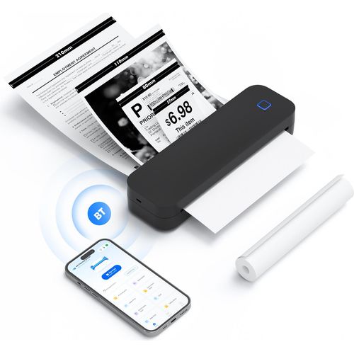 Tragbarer A4 Thermodrucker kabellos – für Tattoo-Transfer, Dokumente, Bilder, PDF/Webseite, mit 1 Papierrolle, kompatibel mit Windows/Mac