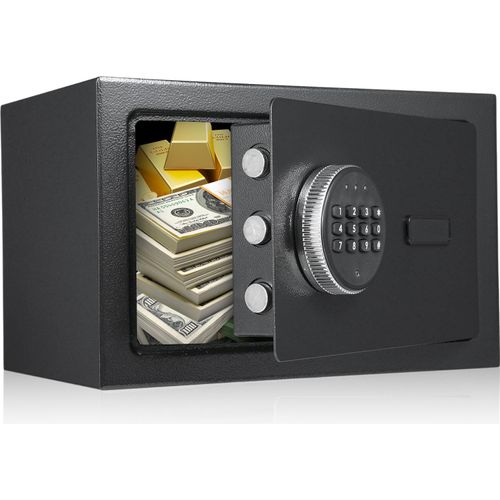 Feuerfester & Wasserdichter Safe mit Alarmsystem, Tastatur und 2 Ersatzschlüsseln – Digitale Sicherheitsbox für Dokumente, Geld und Schmuck