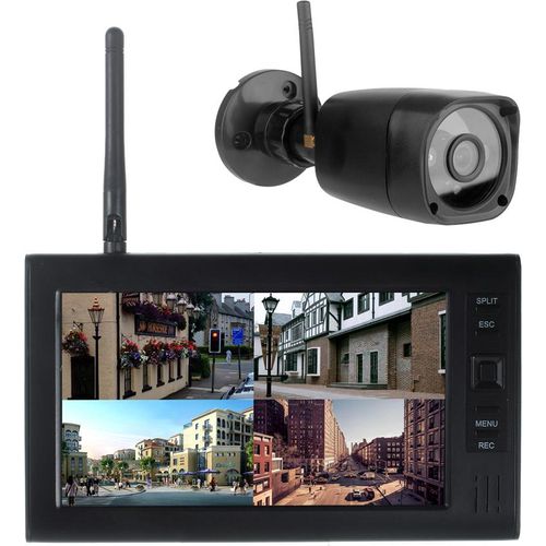 Kabelloses 720P Sicherheitskamera-DVR-System mit 7-Zoll-LCD, Nachtsicht & 30 m Reichweite
