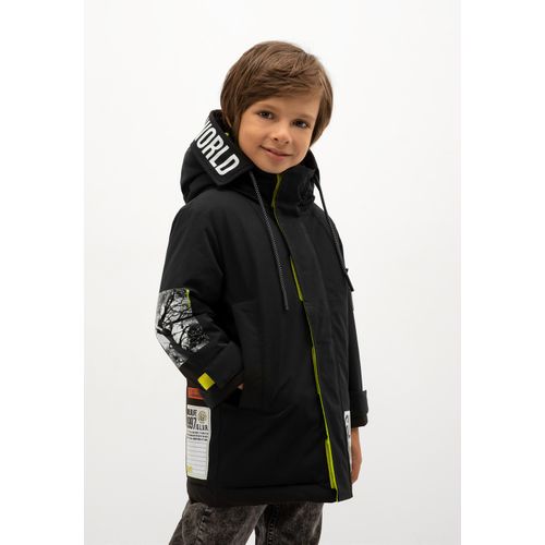 Kurzmantel GULLIVER, Jungen, Gr. 122, schwarz, 100% Polyester, bedruckt, casual, normal, ohne Ausschnitt, Langarm, Mäntel Kurzmantel, mit Prints