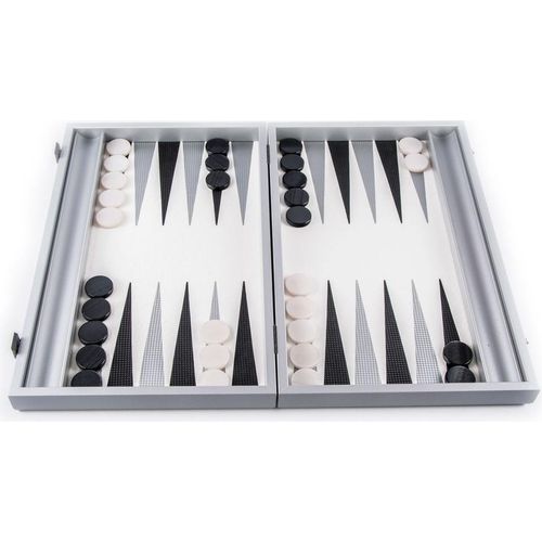 Leatherette Carbon Fibre Backgammon - 48x30 cm - Schwarz & Grau