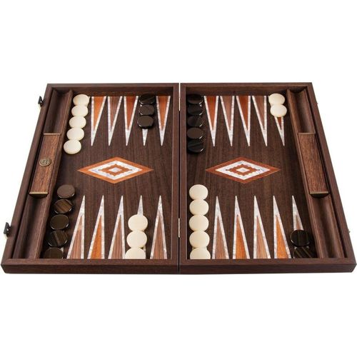 Walnuss Natural Burl Backgammon Spiel mit Pearl Elemente - 30x20 cm