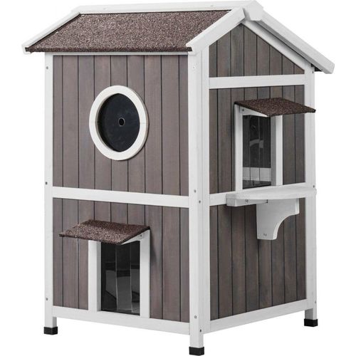 Katzenhaus aus Holz - Katzenhöhle für den Außenbereich - Wetterfest mit Asphaltdach - 590x650x920mm - Perfekt für Ihre Katze