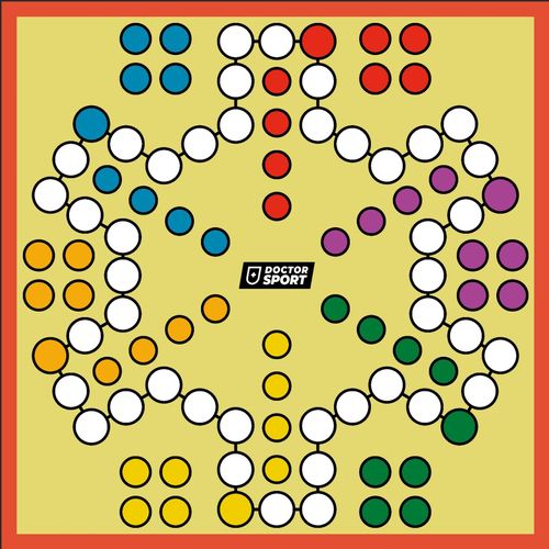 Ludo - Mensch Nicht XXL - 6 Spielern - Spielfeld von 100x100 cm bis 500x500 cm - Mit Würfeln und Spielfiguren!