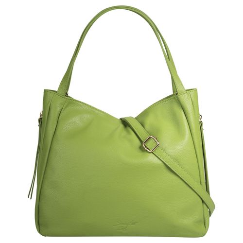 Umhängetasche SAMANTHA LOOK, Damen, Gr. B/H/T: 35cm x 30cm x 14cm onesize, grün, Leder, clean, Taschen, echt Leder, Made in Italy