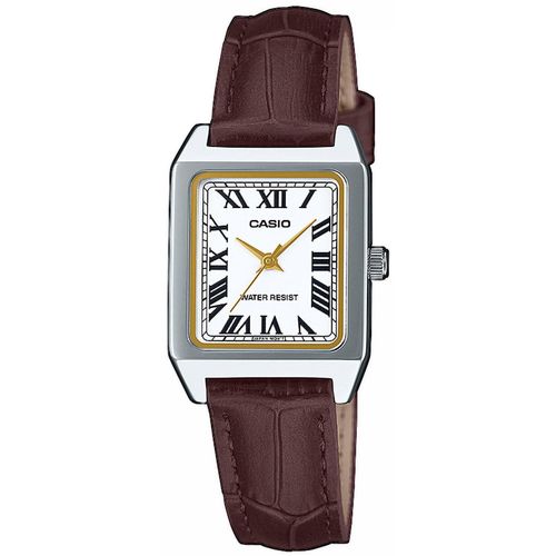 Quarzuhr, braun (dunkelbraun, silberfarben), CASIO TIMELESS COLLECTION, Armbanduhren, Damen, Armbanduhr, Damenuhr, analog, Lederarmband