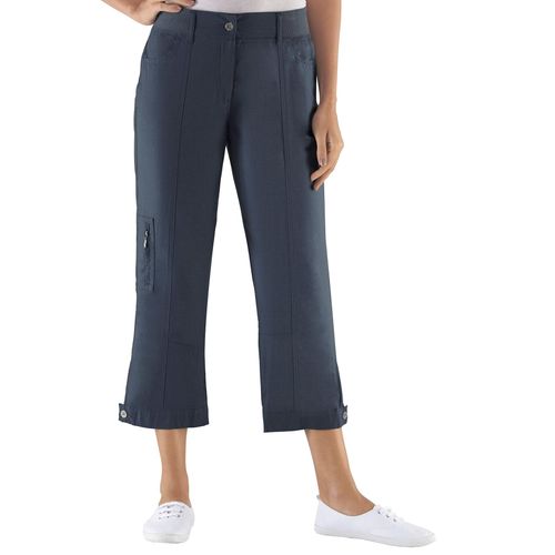 Stretch-Hose CASUAL LOOKS, Damen, Gr. 20, Kurzgrößen, blau (jeansblau), 98% Baumwolle, 2% Elasthan, unifarben, 7/8-Länge, Hosen