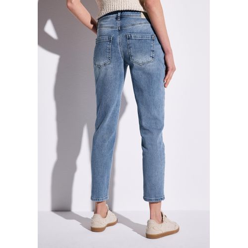 Loose-fit-Jeans STREET ONE, Damen, Gr. 27, Länge 28, light blau destroy wash, Jeans, 98% Baumwolle, 2% Elasthan, unifarben, casual, knöchelfrei, Jeans, Middle Waist