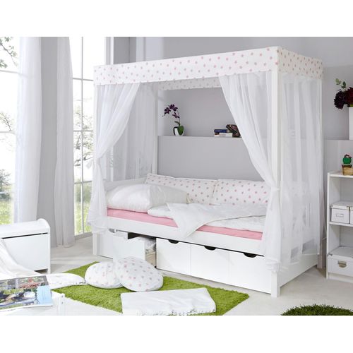 Ticaa Himmelbett »Lino«, Himmelbett, inkl. Schubkasten und Rollrost