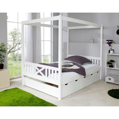 Ticaa Himmelbett »Lino«, Himmelbett, inkl. Schubkasten und Rollrost