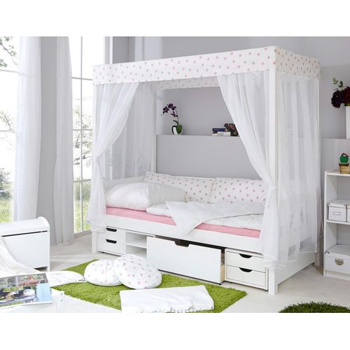 Ticaa Himmelbett »Lino«, Himmelbett, inkl. Schubkasten und Rollrost