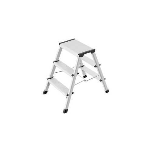 Hailo D60 StandardLine Doppelstufen-Tritt mit 2 oder 3 Stufen und Anti-Rutsch-Riffelung, Aluminium