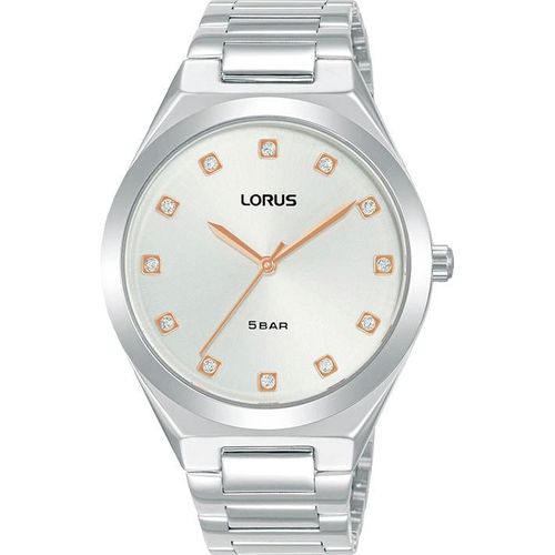 Quarzuhr LORUS, silber (silberfarben, silberfarben), Armbanduhren, Damen, Armbanduhr, Damenuhr, Glitzer, Edelstahlarmband