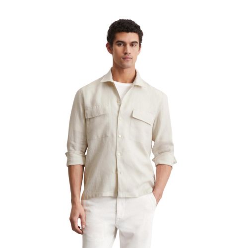 Leinenhemd MARC O'POLO, Herren, Gr. XL, N-Gr, grau (gray silk), Web, Obermaterial: 100% Leinen, casual, regular fit, Langarm, Hemden