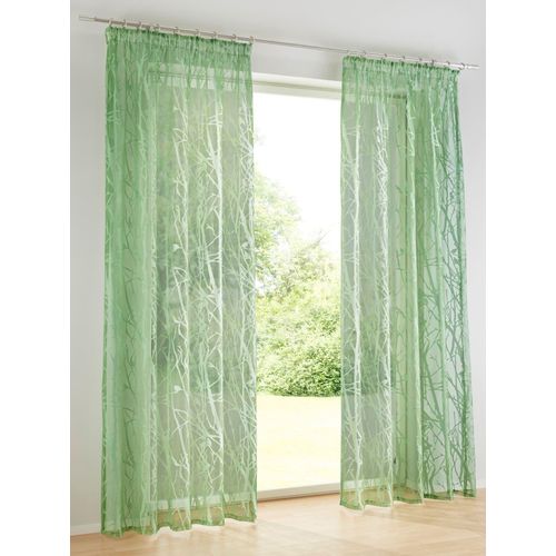 Gardine HEINE HOME Gr. 3, grün, 225cm, Schlaufenaufhängung, Schlaufen, 140cm, Polyester, Viskose, Gardinen