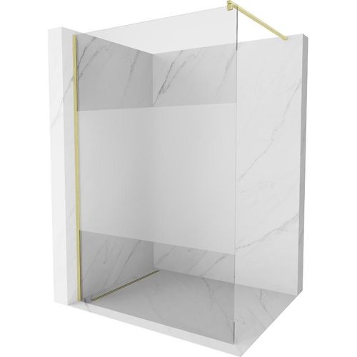 Mexen Kioto Duschwand Walk-in 70 x 200 cm, transparent/glasig 8 mm, gebürstetes Gold - 800-070-101-55-35
