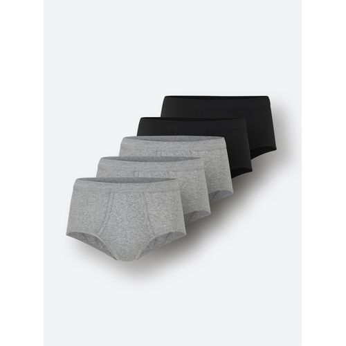 Slip KINGS CLUB, Herren, Gr. 8, 5 St., grau (3x grau, meliert, 2x schwarz), 100% Baumwolle, Unterhosen