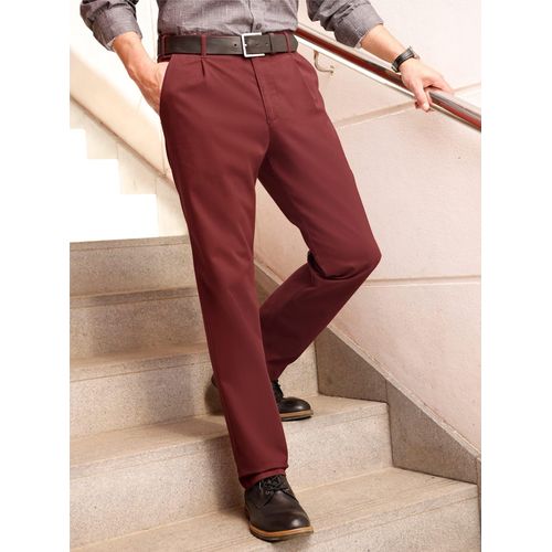Bundfaltenhose, Herren, Gr. 31, Unterbauchgrößen, rot (rotbraun), 98% Baumwolle, 2% Elasthan, unifarben, lang, Hosen