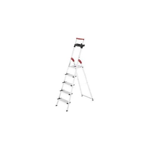 Hailo L85 ComfortLine Alu-Haushaltsleiter, Sicherheitsleiter mit 5 Stufen & ausziehbarem Haltebügel