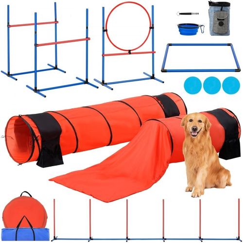Agility Training Set für Hunde - 7-teilig - mit Hürden, 2 Tunneln und Ring - Hundesport Zubehör - ideal für Training und Spaß
