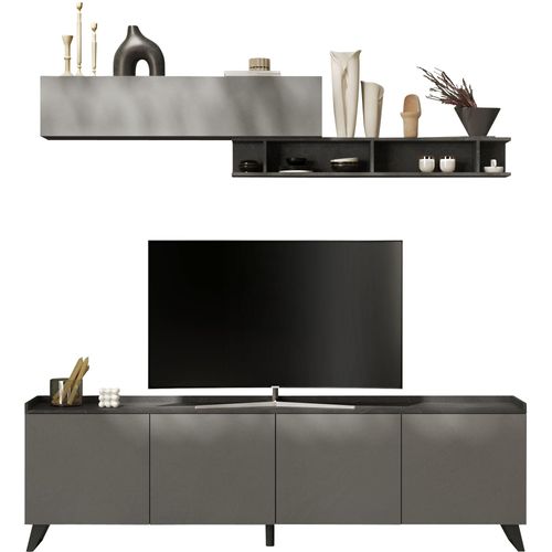 Wohnwand INOSIGN, grau (bleigrau), Kastenmöbel-Sets, TV-Board TV-Sideboard, 3-teilig