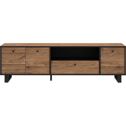 Lowboard FORTE "TV-Board, TV-Schrank", schwarz (eiche, schwarz), B:180,8cm H:52,8cm T:42cm, Sideboards, TV-Sideboard, Breite ca. 180 cm