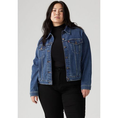 Jeansjacke LEVI'S PLUS, Damen, Gr. XL (46/48), blau (see her run plus), Denim/Jeans, Obermaterial: 99% Baumwolle, 1% Elasthan, casual, Langarm, Jacken