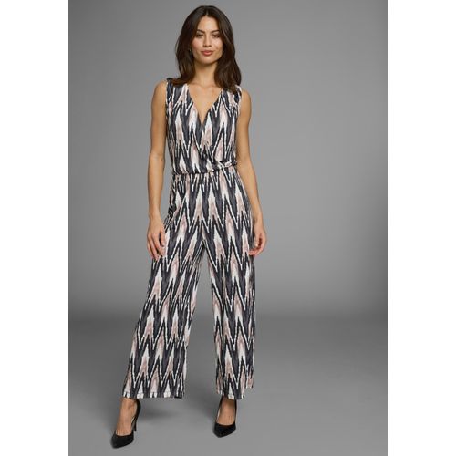Overall LAURA SCOTT, Damen, Gr. 36, N-Gr, schwarz, weiß, rosa, zickzack, Jersey, Obermaterial: 95% Polyester, 5% Elasthan, mehrfarbig, feminin, figurumspielend wadenlang, ohne Ärmel, Overalls, Oberteil in Wickeloptik mit elastischen Bund - NEUE KOLLEKTION
