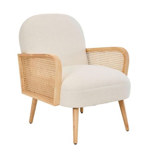 Mid.you Sessel Wiener Geflecht , Creme , Textil , Rattan,Kautschukholz , Wiener Geflecht , 65x81x74 cm , Wohnzimmer, Sessel, Sonstige Sessel