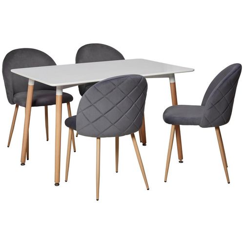 Livetastic Tischgruppe , Weiß, Buche, Grau , Holz, Metall, Textil , Buche , massiv , konisch , 120x51x75 cm , Esszimmer, Tische, Esstische
