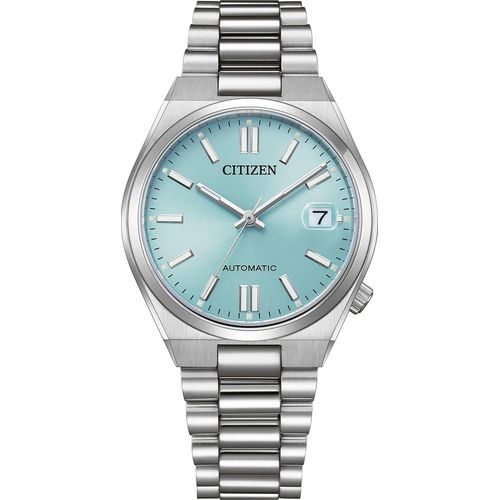 Automatikuhr CITIZEN, silberfarben, hellblau, Armbanduhren, Damen, Armbanduhr, Damenuhr, Mechanische Uhr, Edelstahlarmband, analog, Tag