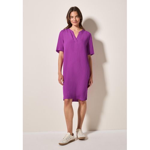 Sommerkleid CECIL, Damen, Gr. XL (44), US-Größen, magenta lacquer, Stoff, 55% Leinen, 45% Viskose, unifarben, casual, comfort fit knielang, Rundhals, Kurzarm Bündchen, Kleider