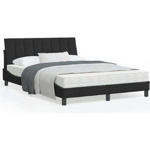 Ankonbej Bettgestell mit LED-Leuchten Schwarz 140x200 cm Samt