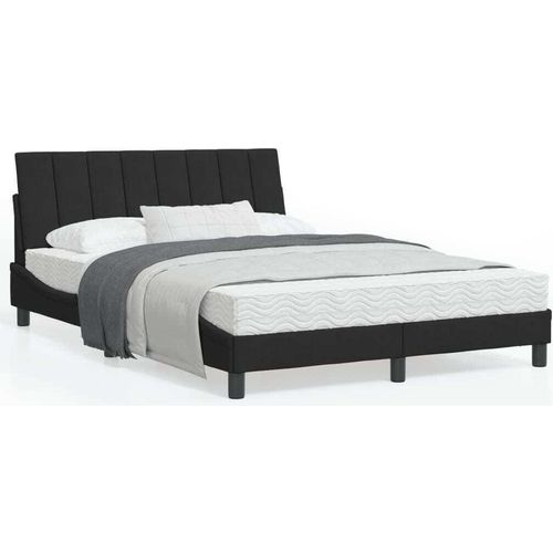 Ankonbej Bettgestell mit LED-Leuchten Schwarz 140x190 cm Samt