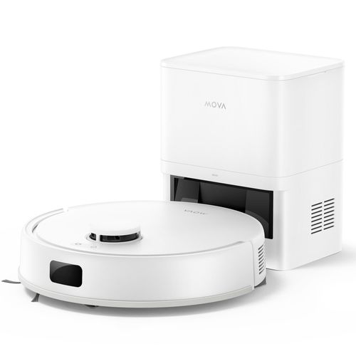 MOVA E20 Plus Saug und Wischroboter mit automatischer Leerung, LDS Navigation, 5000 Pa Saugkraft, 2 in 1 Staubsaugen und Wischen, Weiß
