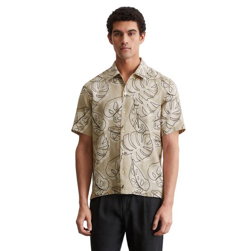 Leinenhemd MARC O'POLO, Herren, Gr. XL, N-Gr, multi, pure cashmere, Web, Obermaterial: 100% Leinen, casual, regular fit, Kurzarm, Hemden, mit floralem Allover Print
