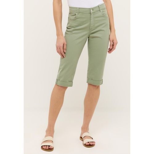Caprihose ANGELS, Damen, Gr. 40, N-Gr, grün (eucalyptus), Web, Obermaterial: 97% Baumwolle, 3% Elasthan, unifarben, casual, slim fit 3/4-Länge, Hosen, mit Stretch