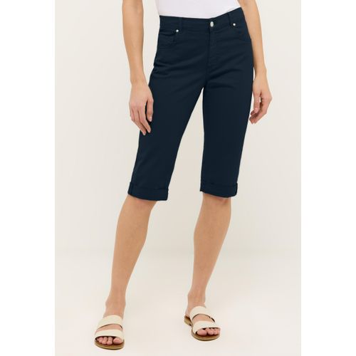 Caprihose ANGELS, Damen, Gr. 36, N-Gr, blau (midnight blau), Web, Obermaterial: 97% Baumwolle, 3% Elasthan, unifarben, casual, slim fit 3/4-Länge, Hosen, mit Stretch