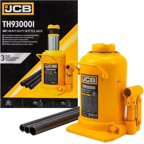 JCB | Hydraulischer Flaschen-Wagenheber, 30T, Stempelwagenheber, Kompakt-Wagenheber, Flaschenwagenheber